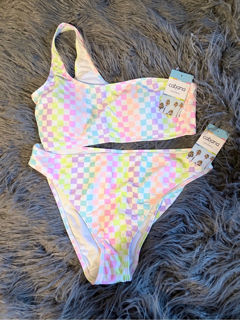 Cabana women’s  Pastel Check Bikini Set - Multicolor